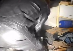nlboots - destroying rubber jacket blue catsuit